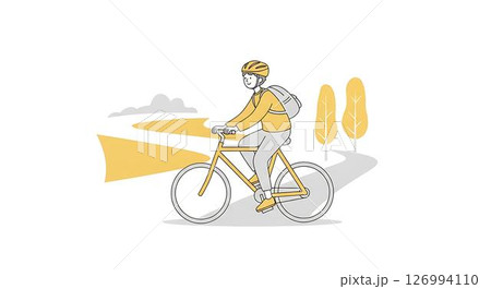 Person cycling on a winding road 126994110