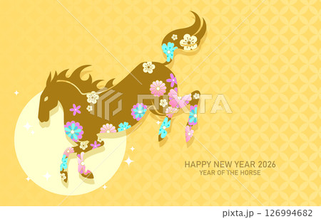 Zodiac horse silhouette with flowers pattern vector illustration Zodiac horse silhouette with flowers pattern vector illustration 126994682