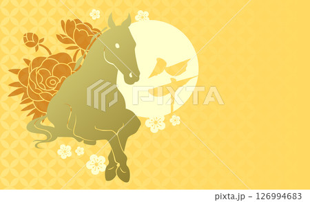 Zodiac horse vector card with peonies flowers Zodiac horse vector card with peonies flowers 126994683