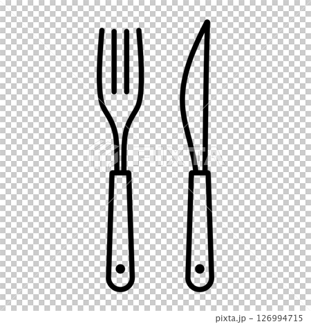 フォークとナイフのシンプルな線画ベクターアイコンイラスト|フォーク,ナイフ,カトラリー フォークとナイフのシンプルな線画ベクターアイコンイラスト|フォーク,ナイフ,カトラリー 126994715