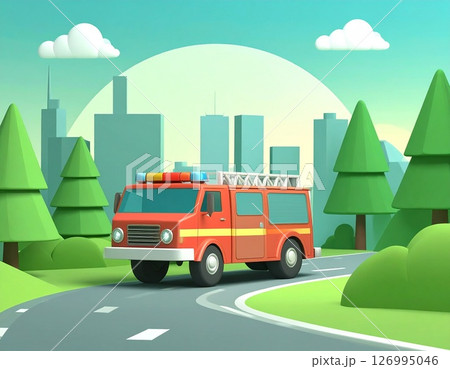 【Adobe Firefly】消防車が現場に向かう様子16 126995046