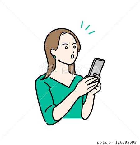 スマホで情報を調べて気づく若い女性のイラスト素材 126995093