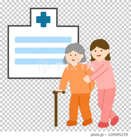 去醫院的老人和陪同的婦女 126995239