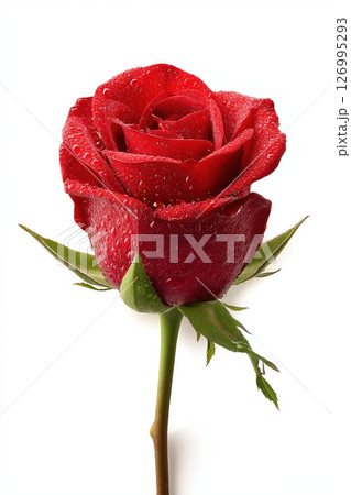 Single Red Rose Standing Alone Against Bright...のイラスト素材 [126995293] - PIXTA