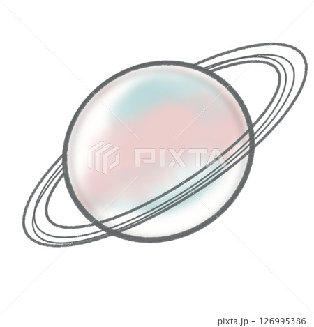 ゆめかわカラーのシンプルな惑星イラスト 126995386