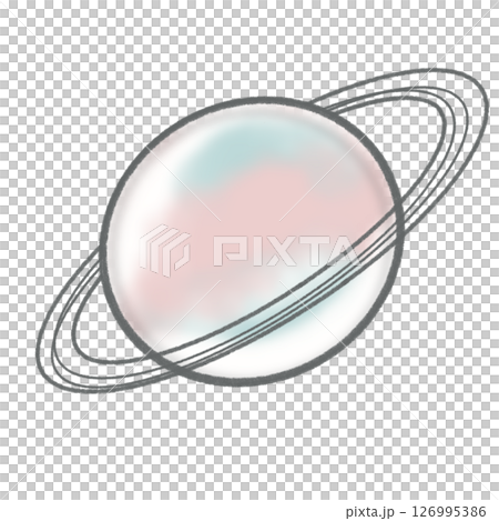 ゆめかわカラーのシンプルな惑星イラスト 126995386