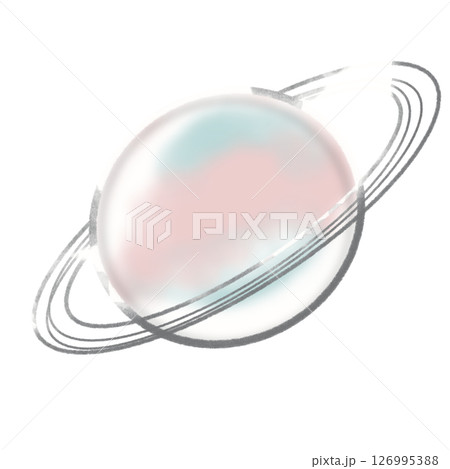 ゆめかわカラーのシンプルな惑星イラスト 126995388