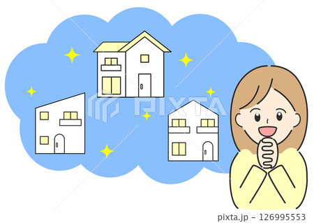 家選びでワクワクして笑顔で喜ぶ若い女性 126995553