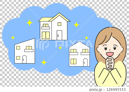 家選びでワクワクして笑顔で喜ぶ若い女性 126995553