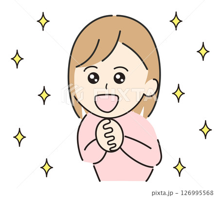 うれしそうにワクワク喜ぶ若い女性 うれしそうにワクワク喜ぶ若い女性 126995568