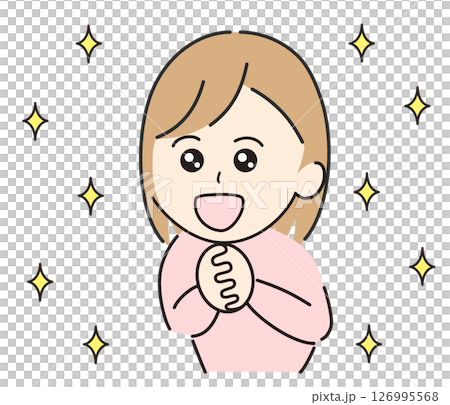 うれしそうにワクワク喜ぶ若い女性 うれしそうにワクワク喜ぶ若い女性 126995568