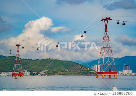 An island with an amusement park. 126995760