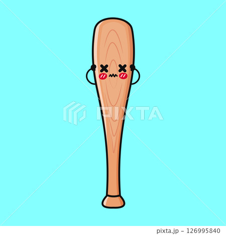 Cute Baseball Bat cartoon character with expressive face, perfect for playful sports content. Cute Baseball Bat cartoon character with expressive face, perfect for playful sports content. 126995840