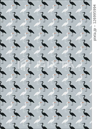 シロサギとクロサギのシンプルな図柄のパターン シロサギとクロサギのシンプルな図柄のパターン 126995994