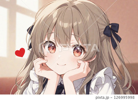 女の子とハート 126995998