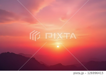 sunset in mountains 126996413