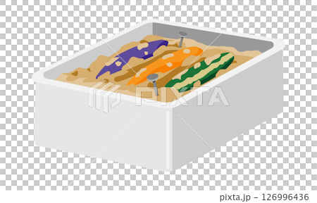 Illustration of a rice bran bed with a nail in it 126996436