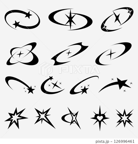 Y2K Star Swirl Vector Set 126996461