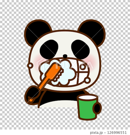 歯みがきをするかわいいパンダのイラスト 歯みがきをするかわいいパンダのイラスト 126996551