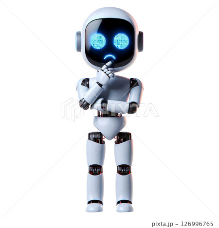 Thinking Robot Character with Confused Face, AI Uncertainty Concept Thinking Robot Character with Confused Face, AI Uncertainty Concept 126996765
