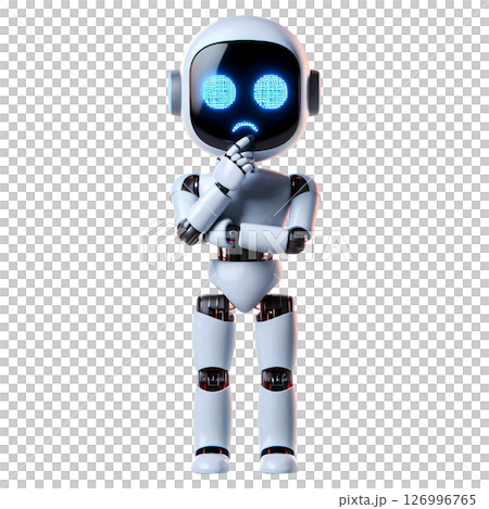 Thinking Robot Character with Confused Face, AI Uncertainty Concept Thinking Robot Character with Confused Face, AI Uncertainty Concept 126996765