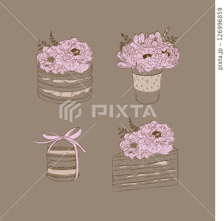 Bakery sweet illustrations brown 126996859