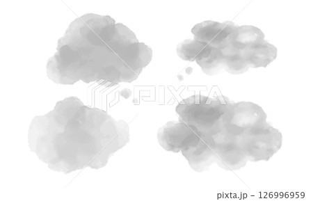 手書きのもやもや・不安の水彩風吹き出しフレームセット (ベクター・こんなお悩みありませんか) 126996959