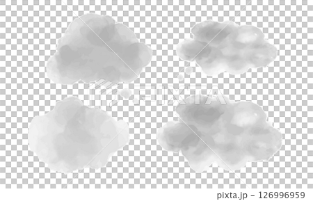 手書きのもやもや・不安の水彩風吹き出しフレームセット (ベクター・こんなお悩みありませんか) 126996959