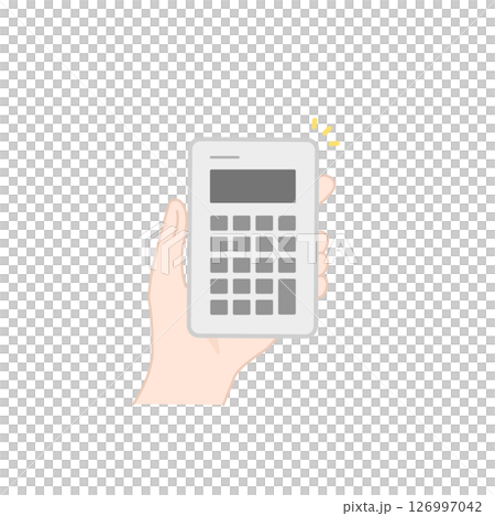 シンプルな電卓の線画アイコン (ベクター・モノクロ)	 126997042