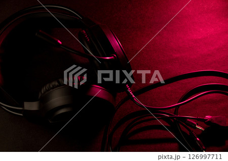 Gaming Headset with Microphone and Red Lighting 126997711