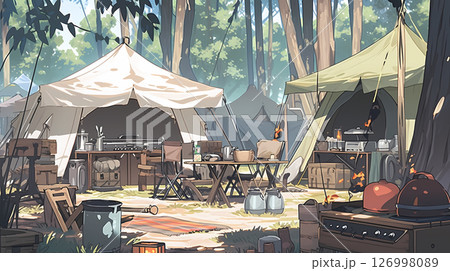 キャンプでアウトドアを楽しむ 126998089