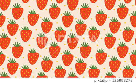 Flat style seamless pattern filled with vivid strawberries and dotted accents. 126998275