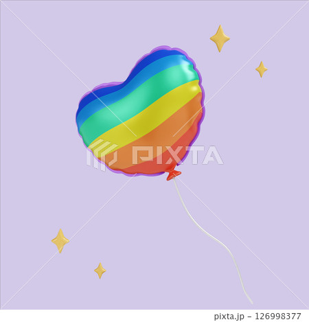 Pride celebration balloon with rainbow colors and sparkles. 3D render illustration Pride celebration balloon with rainbow colors and sparkles. 3D render illustration 126998377