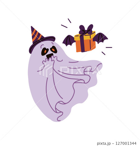 Cute ghost cartoon vector illustration 127001344
