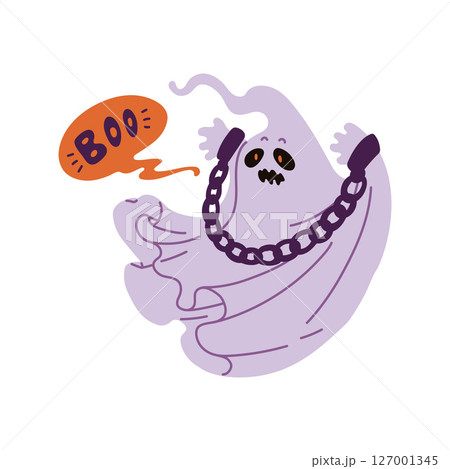 Cute ghost cartoon vector illustration 127001345
