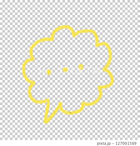 つぶやきや、無言をイメージする吹き出し　黄　アイコン　イラスト　素材　 かわいい　クレヨン風 127001589