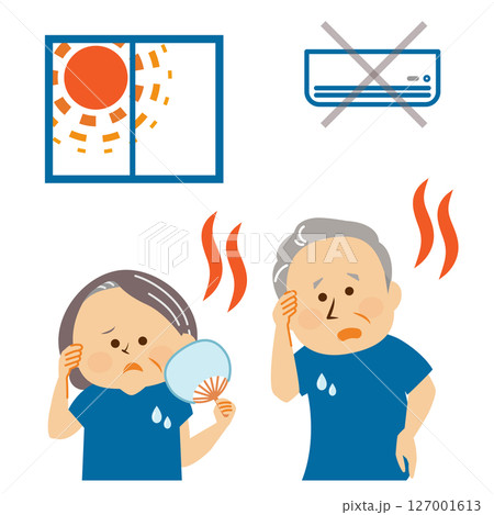 熱中症対策　高齢者　室内のイラスト素材 127001613