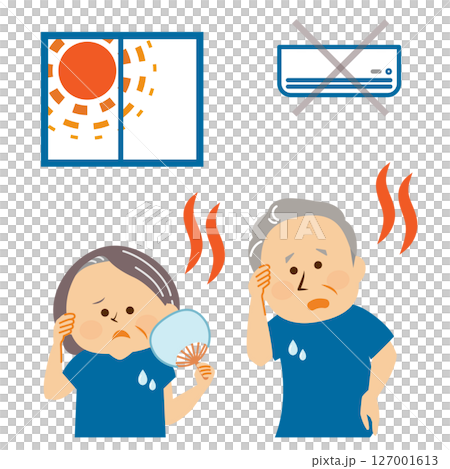 熱中症対策　高齢者　室内のイラスト素材 127001613