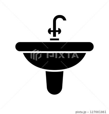 Modern bathroom sink icon silhouette Modern bathroom sink icon silhouette 127001861
