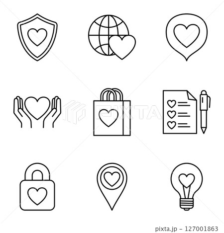 Charity and love icon set in line style 127001863