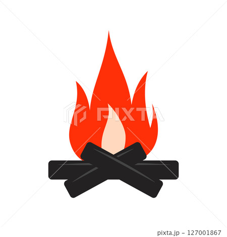 Burning campfire icon. 127001867