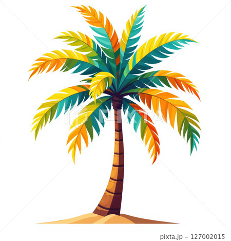 Colorful palm tree illustration. 127002015