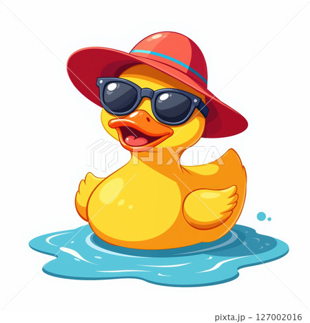 A duck in sunglasses and a hat. 127002016