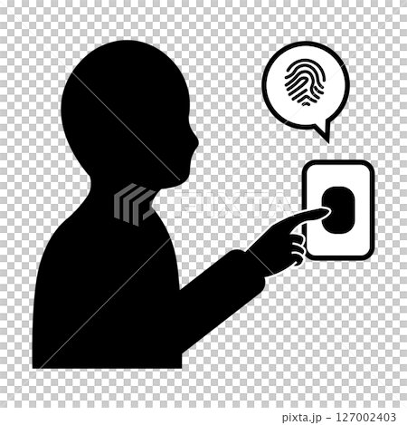 進行指紋認證的人的輪廓 127002403