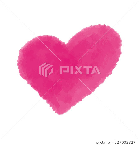 Watercolor red heart in soft aquarelle technique. Hand drawn romantic watercolor heart isolated on white background. Watercolor heart for valentine, love, wedding, romantic illustrations. Red wine. 127002827