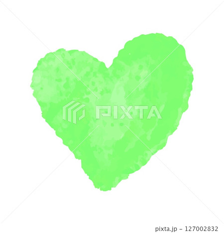Hand drawn watercolor heart illustration in aquarelle style. Romantic watercolor green heart isolated on white background. Watercolor heart symbolizing love, valentine, passion, and wedding romance. 127002832