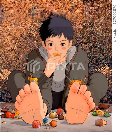 【つまみ食い】お菓子を大胆に貪る少年のイラスト 【つまみ食い】お菓子を大胆に貪る少年のイラスト 127002870