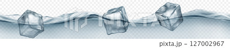 Ice cubes floating in water, in gray colors. 127002967