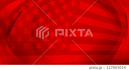 Stylized red American flag with stars and stripes. 127003014