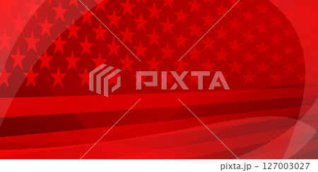 Stylized red American flag with stars and stripes. 127003027